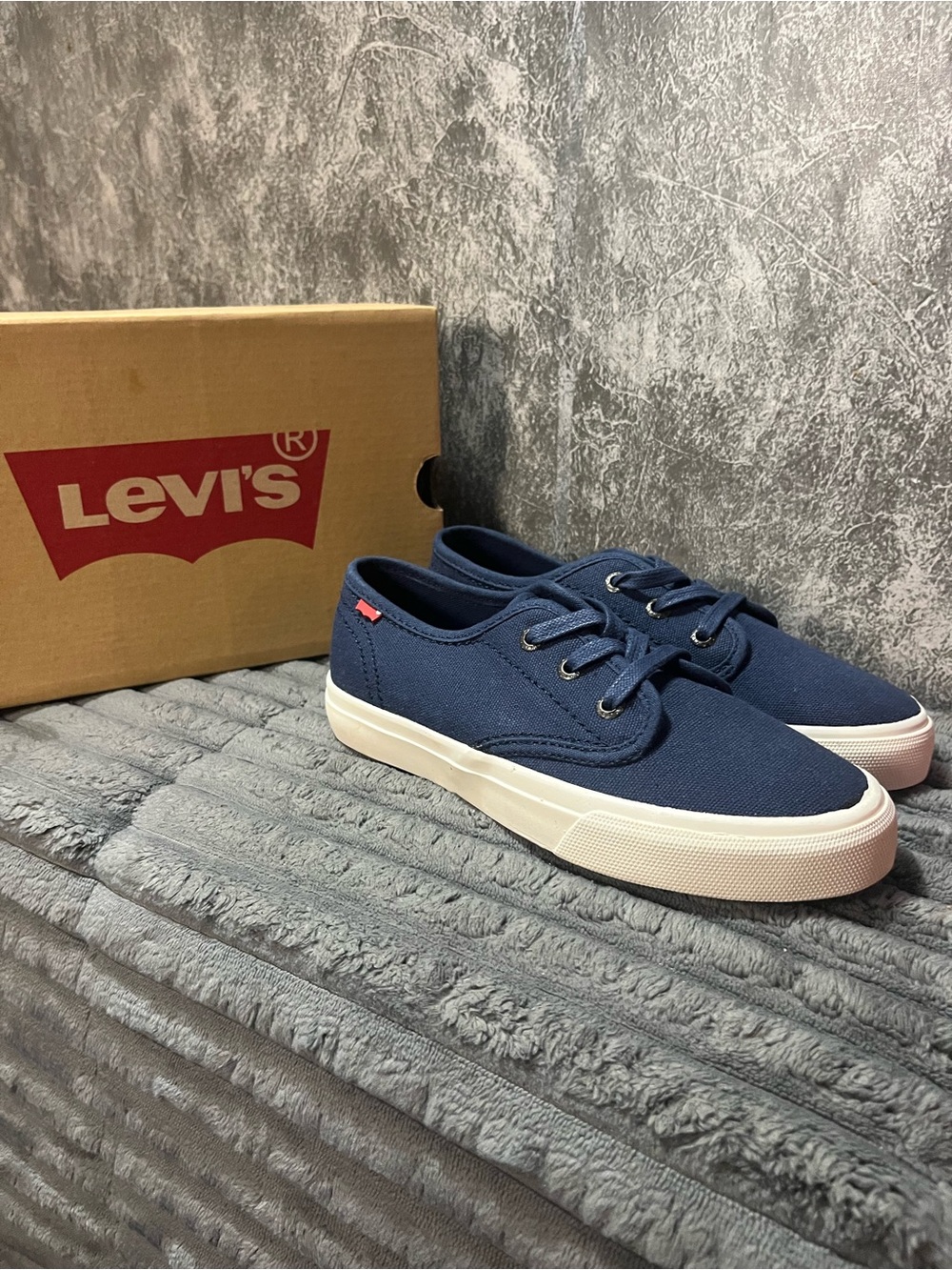 Levi's Kids Navy Canvas Lace-Up Sneakers with White Sole